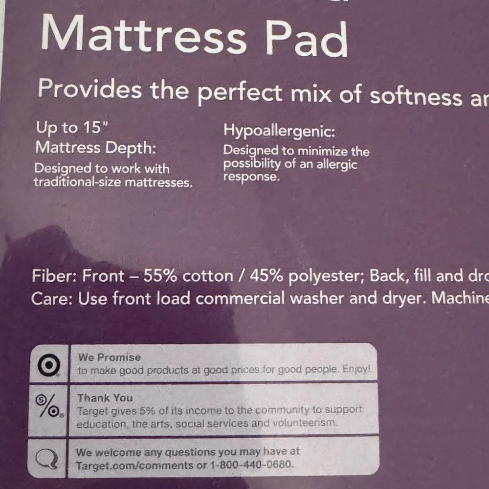 Room Essentials Twin Cotton Blend Mattress Pad - White‎